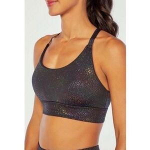 Wildfox Sweat Sports Bra Women's Black/Multi Foil Confetti - Size Medium